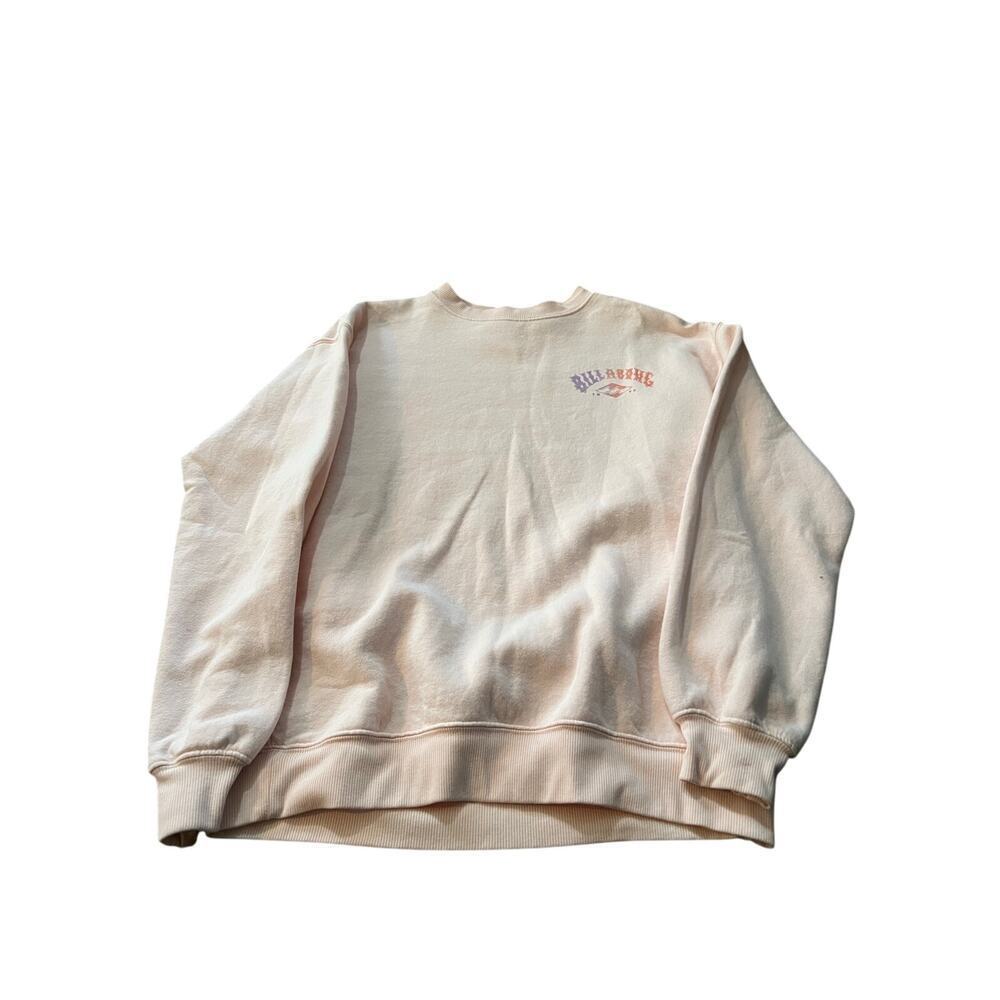 Billabong Women's Pink Graphic Print Short Sands Crew Neck Sweatshirt Size